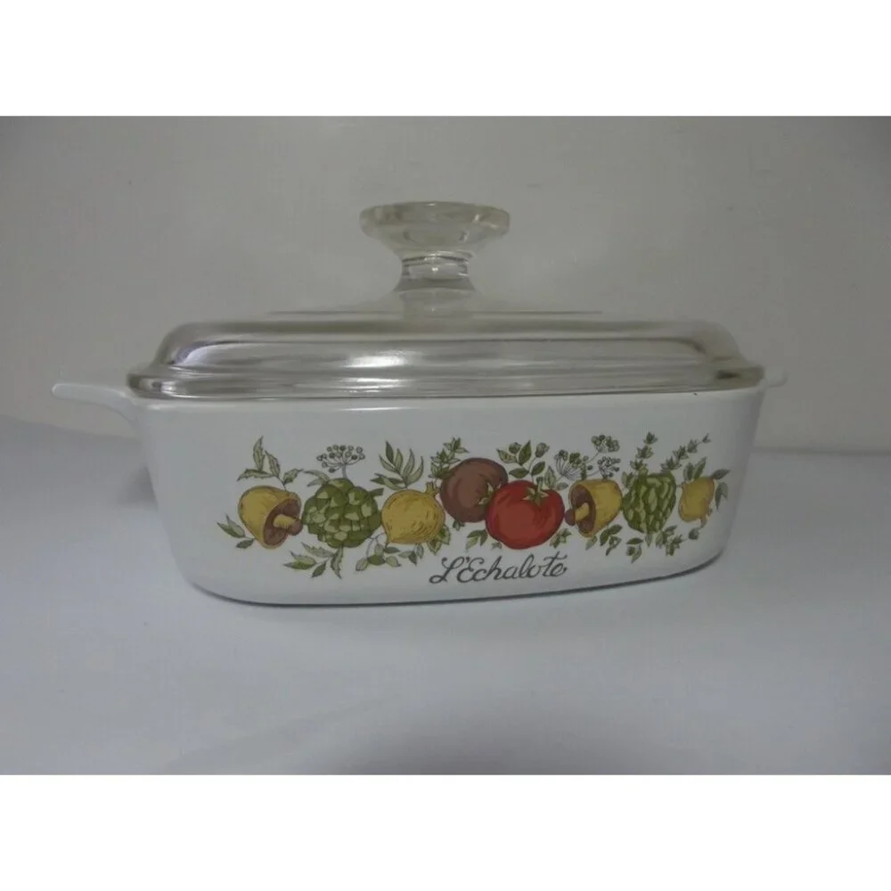 Corning Ware 1 Quart Spice Of Life L’Echalote A-1-B Casserole Dish Pyrex Lid A7C